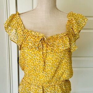 Lulu's Sunny Floral Ruffle Blouse